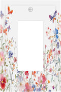Colorful Flower Watercolor Floral Butterfly Bird Decorative Outlet Covers 1 Gang Single Rocker Light Switch Cover Plate Wall Plates GFCI Faceplate for Bedroom Living Room Decor