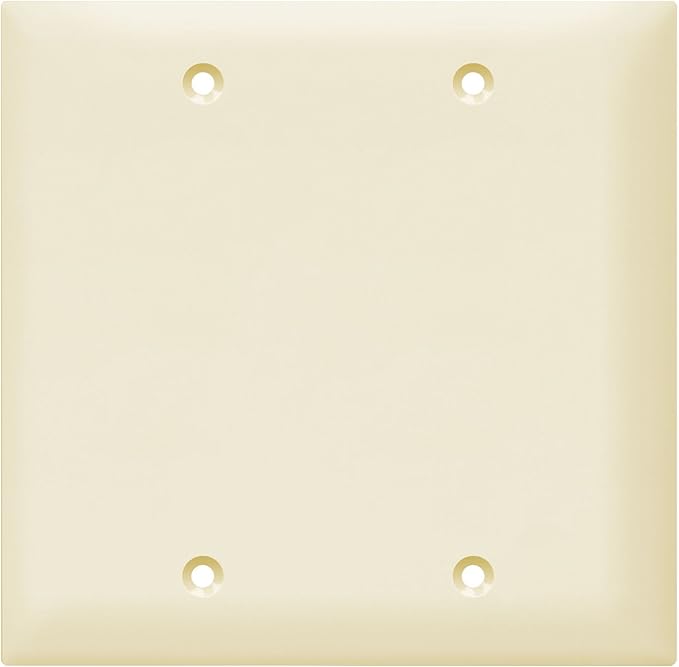 ENERLITES Double Blank Device Wall Plate, Gloss Finish, Standard Size 2-Gang 4.50" x 4.57", Polycarbonate Thermoplastic, 8802-LA, Light Almond