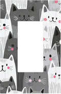 Playful Monochrome Cats with Blush Cheeks Single Rocker Switch Cover - 1-Gang Standard US Size Funny Cat Light Switch Covers for Boys & Girls Bedroom Decor