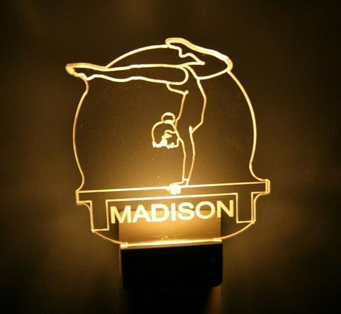 Night Light Multi Color Personalized LED Plug-in, Ultra-Slim Touch Night Light Smart Dusk to Dawn Sensor, Kids Children's Bedroom Kitchen Bathroom Hallway Play Room Variations (Gymnasts Gymnastics)