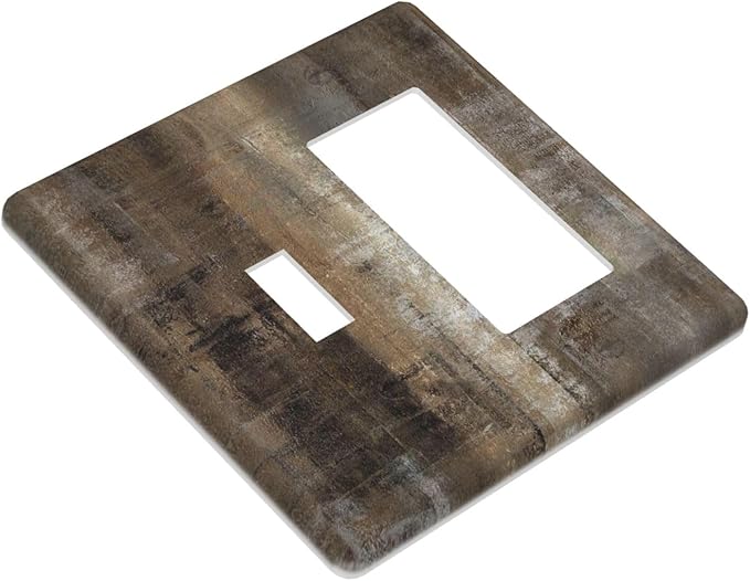 Outlet Covers Tan Brown Rustic Abstract Wood Vintage Wooden 2 Gang Combo Light Switch Cover Plate Toggle Rocker Wallplates Decorative Switch Plates and Outlet Covers for Farmhouse Home Decor