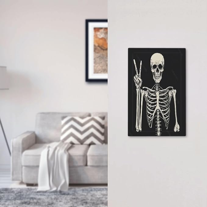Light Switch Cover Plate Skeleton Skull Boho Hippie Dark Background 1 Gang No Device Blank Electrical Wall Plates Faceplate Decorative Switch Plate For Cabin Office Decor