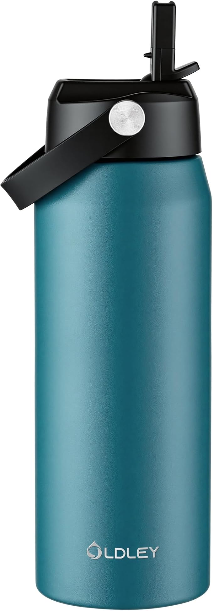 Oldley 24oz Insulated Water Bottle with Straw, Stainless Steel Water Bottle for Sports, Travel, School, BPA-Free Sports Bottles for Adult Kids, Leak-Proof, Emerald Green