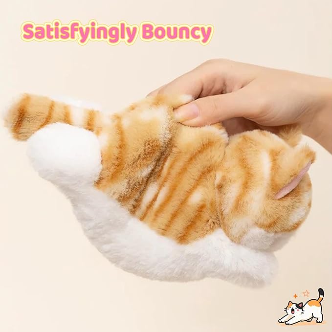 PEACH CAT Striped Cat Stuffed Animal Cute Kitten Plushies Small Plush Toys Gifts for Kids Brown