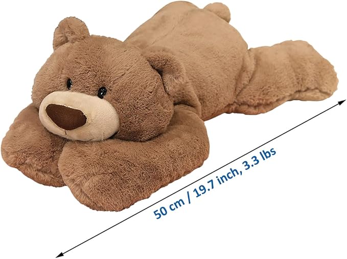 Doireum Weighted Stuffed Animals, 3.3 lbs Weighted Bear Stuffed Animal Toy Brown Bear Plush Throw Pillow Gifts for Boys Girls, 19.6 inch