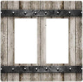 Western Barn Country Brown 2 Gang Double Decorator/GFCI Wall Plate Rocker Outlet Light Switch Old Taupe Grey Wood Wooden Cabin Style Decorative Two Dual Device Receptacle Face Plate Cover Screwless