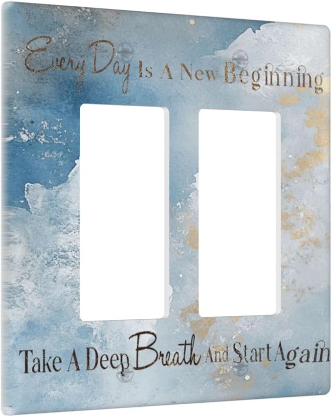 Decorative Outlet Covers Motivational Quotes Blue Abstract Texture 2 Gang Light Switch Cover Plate Double Rocker Wall Plates for Electrical Outlets Switch Plate Covers for Home Decor