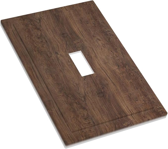 Decorative Light Switch Cover Rustic Vintage Wood Grain Brown 1 Gang Single Toggle Decorator Outlet Wall Plate Device Electrical Faceplate Switchplates for Farmhouse Cabin Decor