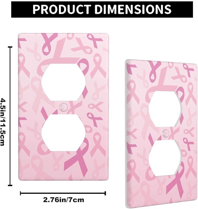 Breast Cancer Ribbon Wall Plate Cover Pink Robbin Outlet Covers 1-Gang Switch Plug Duplex Cover Home Bedroom Bathroom Kitchen