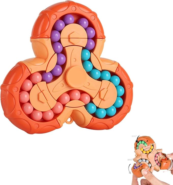 YUDANSI Magic Bean Puzzle Toy, Rotating Magic Bean & Fidget Cube 2-in-1, Rotating Magical Cube Fidgets Gift for Kids Boys Girls Age 3+, 5-7, 8-12, Brain Teaser Fingertip Toys for Teens Adults