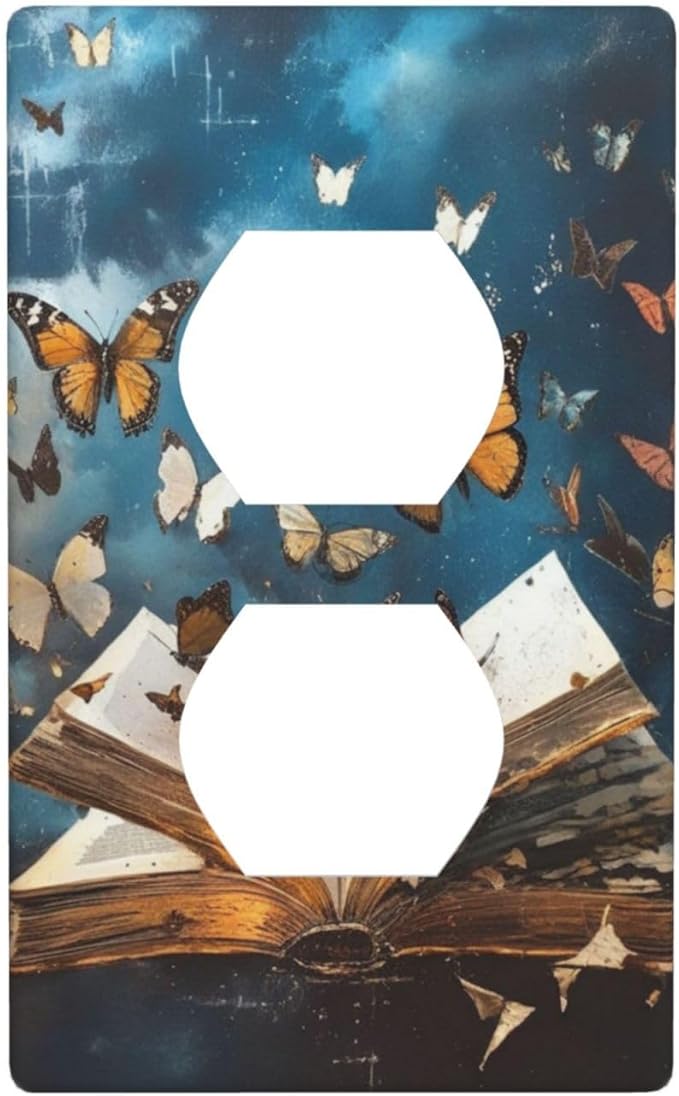 Decorative Art Light Switch Covers Butterflies from the Book 1 Gang Single Duplex Outlet Wall Plate Switchplate Electrical Faceplate for Home Decor