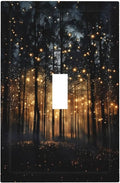 Whimsical Nature Enchanted Forest Landscape Decorative Light Switch Cover 1 Gang Single Toggle Device Electrical Faceplate Switchplates Decorator Outlet Wall Plate for Bedroom Living Room Decor