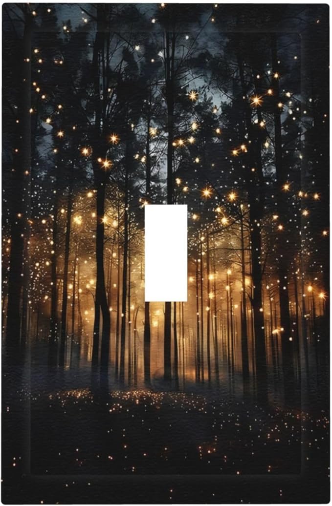 Whimsical Nature Enchanted Forest Landscape Decorative Light Switch Cover 1 Gang Single Toggle Device Electrical Faceplate Switchplates Decorator Outlet Wall Plate for Bedroom Living Room Decor