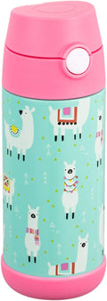 Snug Insulated Kids Water Bottle with Straw & Spout – Double-Wall Stainless Steel, Leakproof, Easy-Flip Lid – For School, Travel, Toddlers & Big Kids - Llamas, 12oz