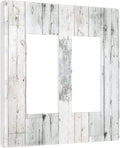 Grey White Wood 2 Gang Double Rocker/Decor Light Switch Cover Decorative Outlet Wall Plate Electrical Faceplate Home Bedroom Art Panel Decor Screwless 4.7" x 4.6