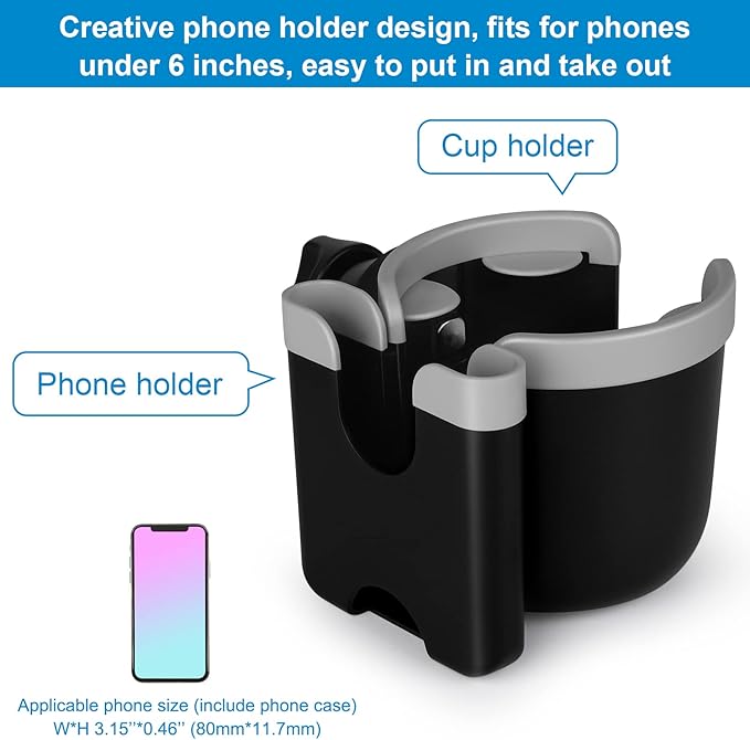 Accmor Stroller Cup Holder with Phone Holder, Bike Cup Holder, Universal Cup Holder for Uppababy Nuna Doona Strollers, 2-in-1 Cup Phone Holder for Stroller Bike Accessory