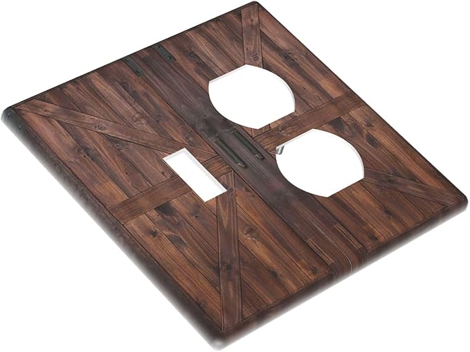 Rustic Barn Doors Vintage Brown Wood Plank Print Wallplates 1 Toggle 1 Duplex Switch Plate Electrical GFCI Faceplate Decorative Light Switch Covers for Farmhouse Home Decor