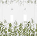 Green Eucalyptus Plant Leaves Vine Decorative Switch Plates 2 Gang Double Toggle Outlet Light Switch Cover Wall Plate Electrical Faceplate for Bed Room Living Room Decor