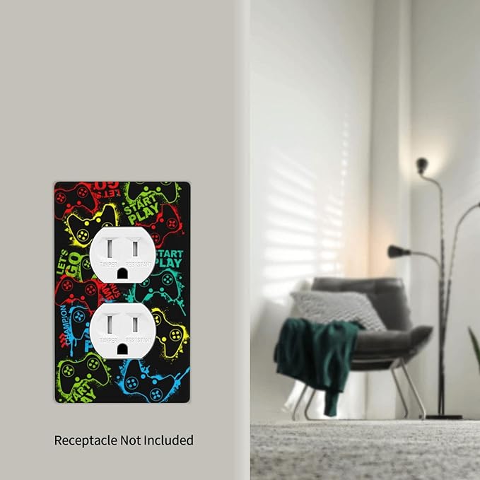 Video Game Outlet Covers Decorative Electrical Outlets Duplex Outlet 1-Gang Wall Plate Receptacle Wall Outlet Cover