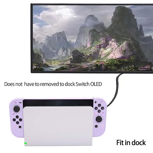 GUTIAL Accessories Bundle for Nintendo Switch OLED - Cute Kawaii NS OLED Accessories kit for Grils Boys Kids with Carrying Case, Cartoon Dockable Cover Case, Screen Protector, Stand - Purple