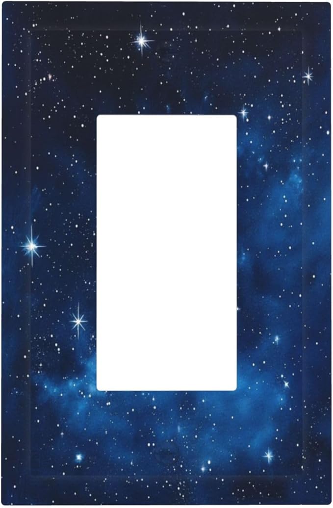 Outlet Covers Galaxy Starry Sky Universe Sparkle Stars 1 Gang Single Rocker Light Switch Cover Plate Decorative GFCI Wallplates Socket Cover Electrical Switch Plate Covers for Bathroom Bedroom