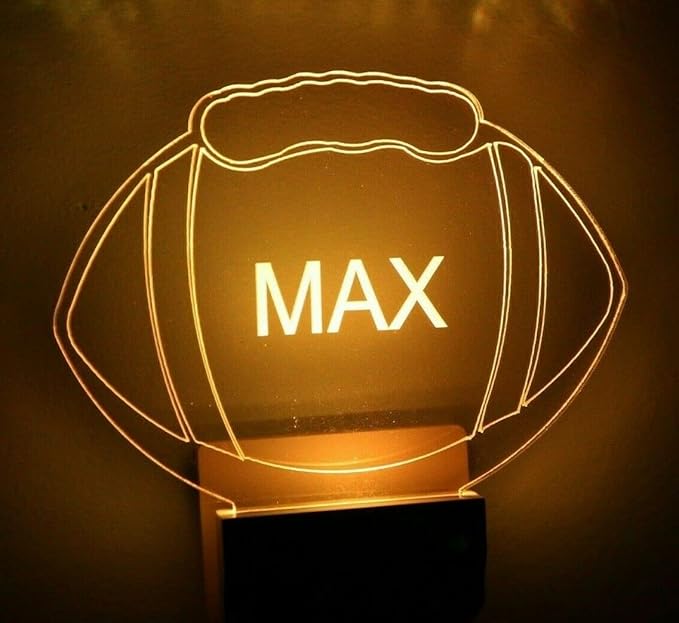 MIRROR MANIA Night Light Multi Color Personalized LED Plug-in, Ultra-Slim Touch Night Light Smart Dusk to Dawn Sensor, Kids Children's Bedroom Kitchen Bathroom Hallway Play Room Variations (Football)