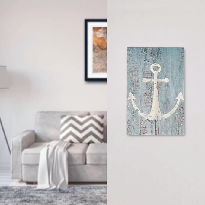 Anchor Rustic Sailing Nautical Wooden Planks Marine Light Switch Cover Plate 1 Gang No Device Blank Electrical Wall Plates Faceplate Decorative Switch Plate Covers for Bathroom Farmhouse Decor