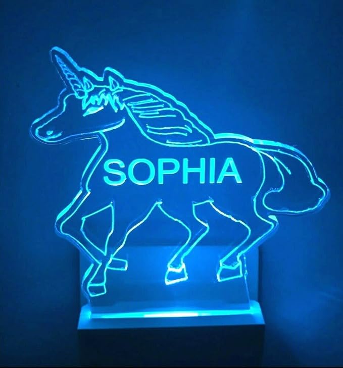 MIRROR MANIA Night Light Multi Color Personalized LED Plug-in Ultra-Slim Touch Night Light Smart Dusk to Dawn Sensor Kids Children's Bedroom Kitchen Bathroom Hallway Play Room Variations (Unicorn)