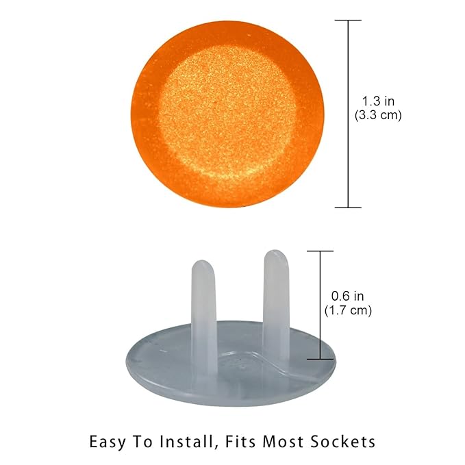 Pure Dark Orange Color Pattern Outlet Covers Baby Proofing Safe & Secure Electric Plug Protectors | Sturdy Childproof Socket Covers for Home & Office | Easy Installation | Protect Toddlers & Babies