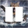 Decorative Outlet Covers Funny Cat Sea Ship Ocean Billow Wave Novelty 2 Gang Wall Plate Double Rocker Switch Light Switch Plate Covers Jumbo Dual Electrical GFCI Switch Cover Plate
