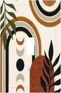 Boho Mid Century Arch Plant Leaves Sun Moon Decorative Light Switch Cover 1 Gang Single Toggle Device Electrical Faceplate Switchplates Decorator Outlet Wall Plate for Bedroom Living Room Decor