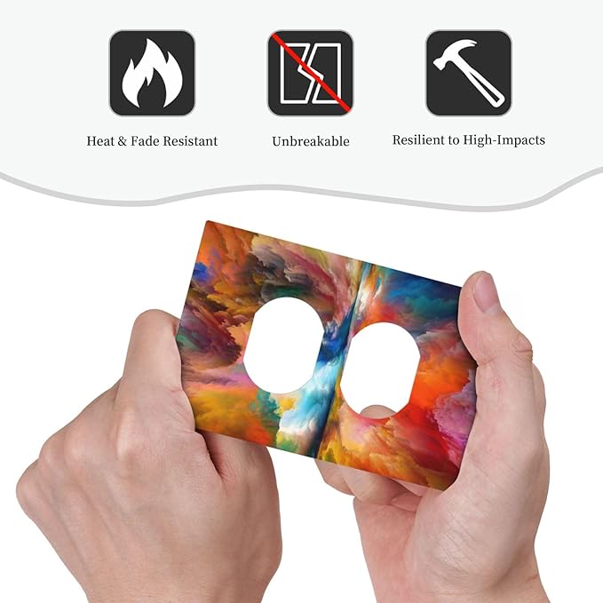 Light Switch Cover Plate Iridescent Abstract Colorful Clouds 1 Gang Duplex Outlet Covers Rainbow Decorative Switch plate Electrical Wall Plates Receptacle Cover for Bathroom Home Decor