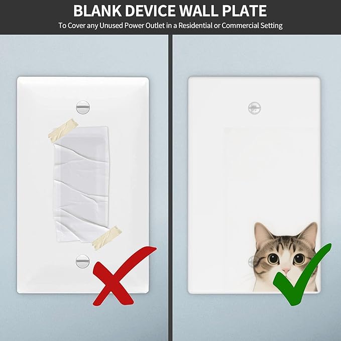 Cat No Device Blank Wall Plate Decorative 1 Gang Light Switch Covers Electrical Switchplate Home Decorate Faceplat for Bathroom Bedroom Kitchen Room 4.5 x 2.76 Inch