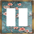 Decorative Art Light Switch Covers Birds on Branches 2 Gang Dual Rocker Outlet Switch plate Faceplate GFCI for Home Decor
