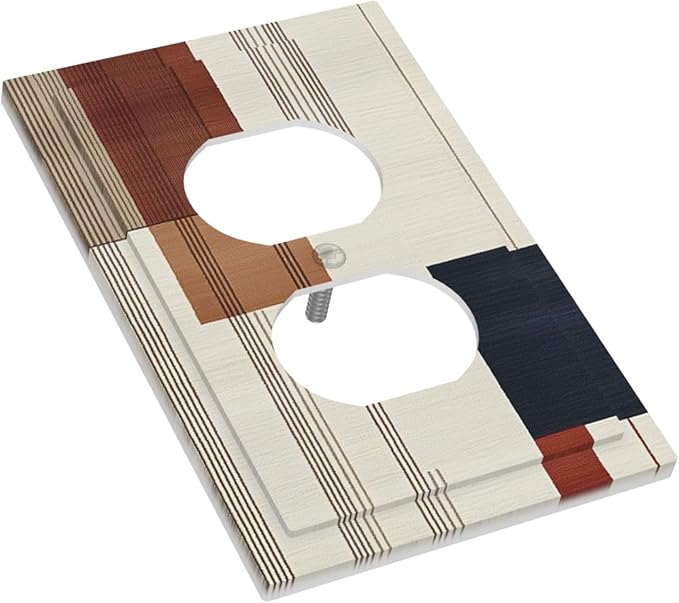 Abstract Geometric 1 Gang Electrical Duplex Outlet Covers Modern Squares Light Switch Cover Receptacle Wall Plate Decorative Faceplate for Country Bedroom Kitchen Living Room Home Decor