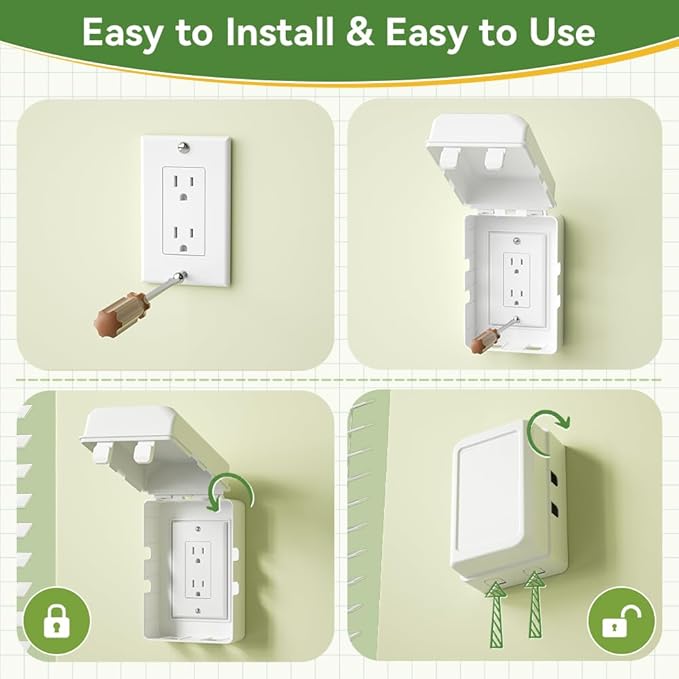 Extra Large Electrical Outlet Box, Indoor Wall Electrical Outlet Cover, Baby Safety Plug Cover, Easy to Use, Large Interior Space. (1 Pack, White)