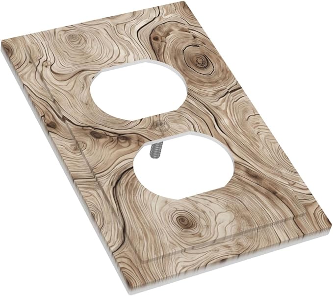 Tree Annual Rings Burl Texture Brown Wood Grain Print Outlet Covers 1 Gang Duplex Light Switch Cover Decorative Switch Plates Electrical Receptacle Faceplate Wall Plate for Farmhouse Bedroom Decor