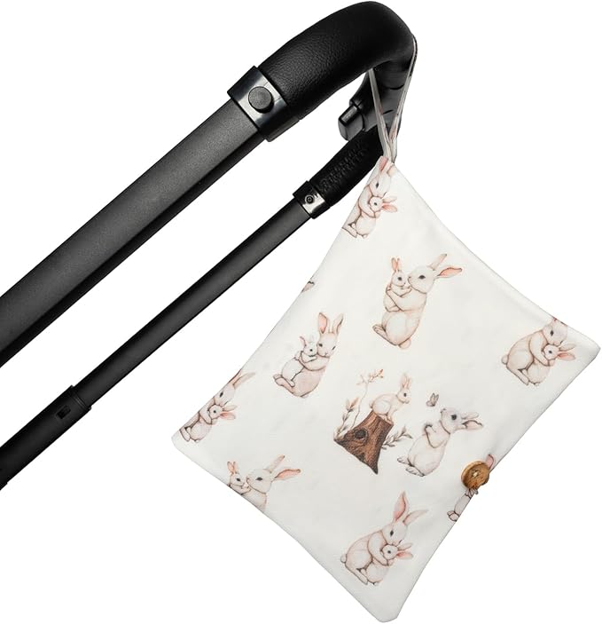 Baby Diaper Bag Organizer, Portable Baby Essentials Storage Pouch for Parents and Caregivers, Organizer Insert for Stroller and Handbag, Machine Washable (Bunny)