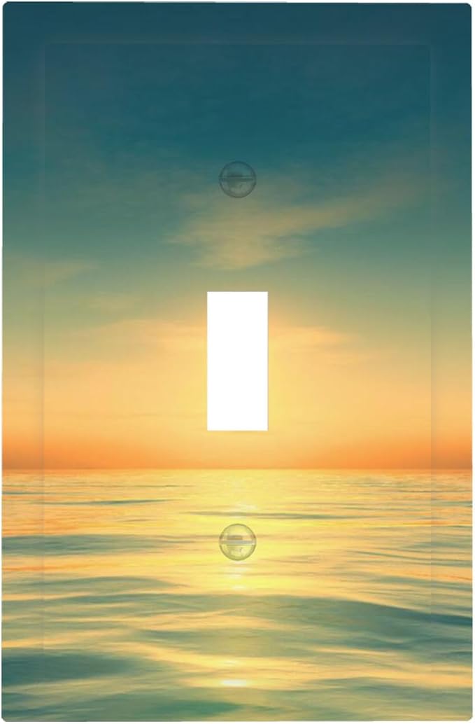 Serene Coastal Sunset 1-Gang Toggle Light Switch Plate, Minimalist Ocean Landscape Design Decorative Wall Plate for Bathroom Decor