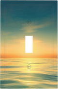 Serene Coastal Sunset 1-Gang Toggle Light Switch Plate, Minimalist Ocean Landscape Design Decorative Wall Plate for Bathroom Decor