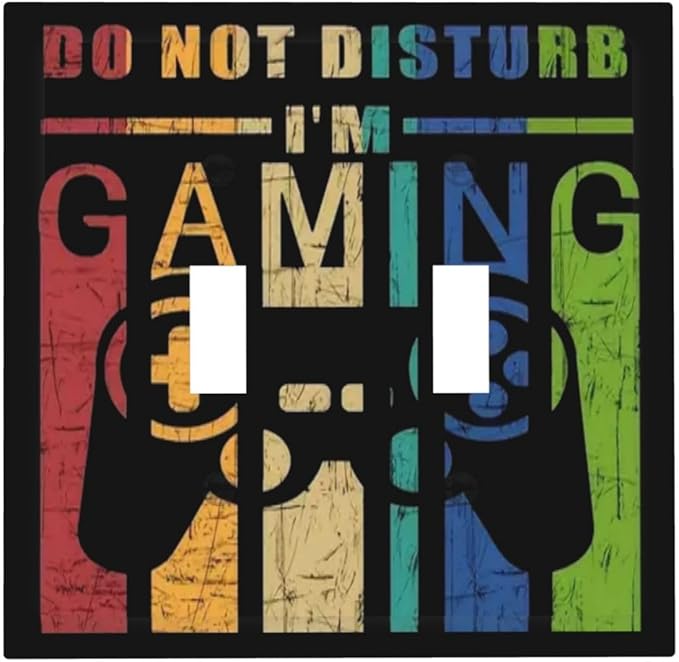 Game Videos Gaming Playing 2 Gang Double Toggle Light Switch Cover Electric Wall Plate Electrical Faceplate for Bathroom Home Living Room Jumbo Size Decor