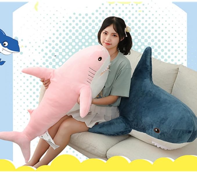 30 Inch Giant Shark Stuffed Animal Pillow, Soft Shark Toys Big Shark Plush Pillows for Kids,Comfortable Sleeping Pillow Back Cushion Doll Gift for Kids (pink)