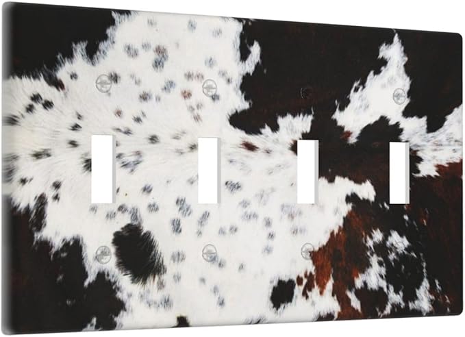Brown Cheetah Cow Fur Print 4 Gang Quad Toggle Device Light Switch Cover Decorative Wall Plate Decorative Electrical Faceplate Outlet Cover