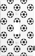 Soccer Theme Single Toggle Light Switch Cover, Black White Soccer Balls 1-Gang Wall Plate 4.5 x 2.76 Inch for Men Teen Boys Bedroom Bathroom Decor