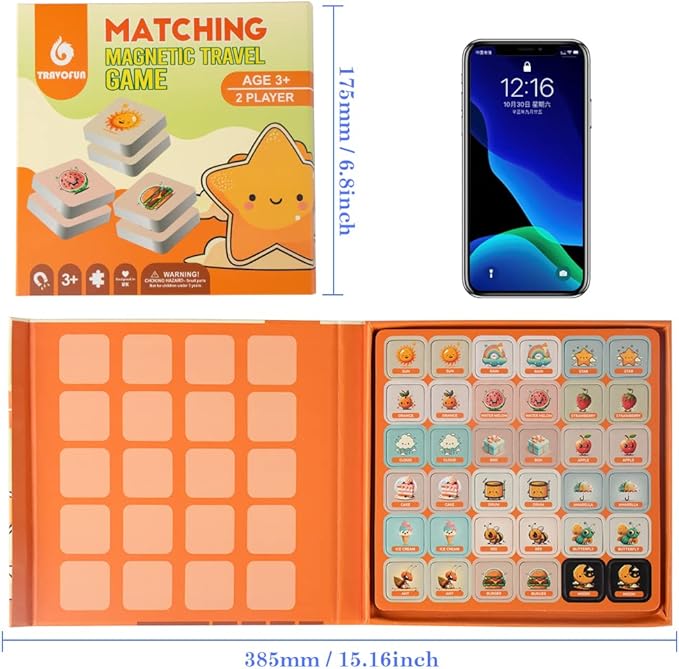 Travofun Magnetic Matching Memory Game for Kids 3-8 - Perfect Travel Toy for Toddlers - Fun Road Trip & Airplane Activity - Camping Game Essentials.