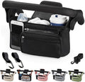 Baby Stroller Organizer, Universal Stroller Organizer with Detachable Phone Bag, Stroller Caddy with 2 Insulated Cup Holders, Buggy Organizer Bag with 2 Hooks Fits Most Strollers (Balck)