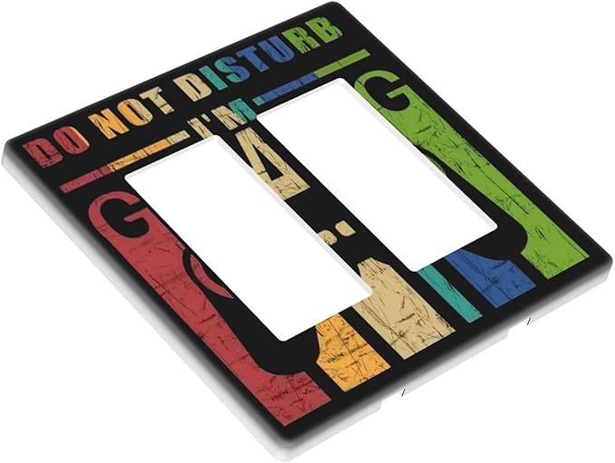 Game Videos Gaming Playing 2 Gang Double Rocker/Decora Light Switch Cover Decorative Outlet Wall Plate Electrical Faceplate Home Family Art Decor Screwless