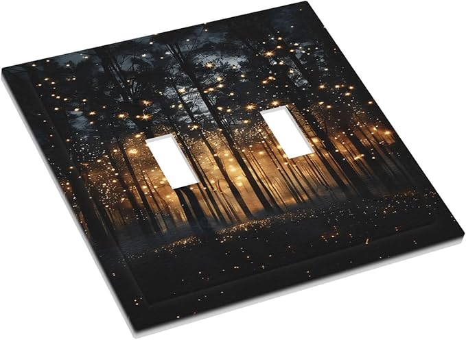 Whimsical Nature Enchanted Forest Landscape Decorative Switch Plates 2 Gang Double Toggle Outlet Light Switch Cover Wall Plate Electrical Faceplate for Bedroom Living Room Decor