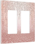 Pink Glittery Bling 2 Gang Double Rocker/Decor Light Switch Cover Decorative Outlet Wall Plate Electrical Faceplate Home Bedroom Art Panel Decor Screwless 4.7" x 4.6