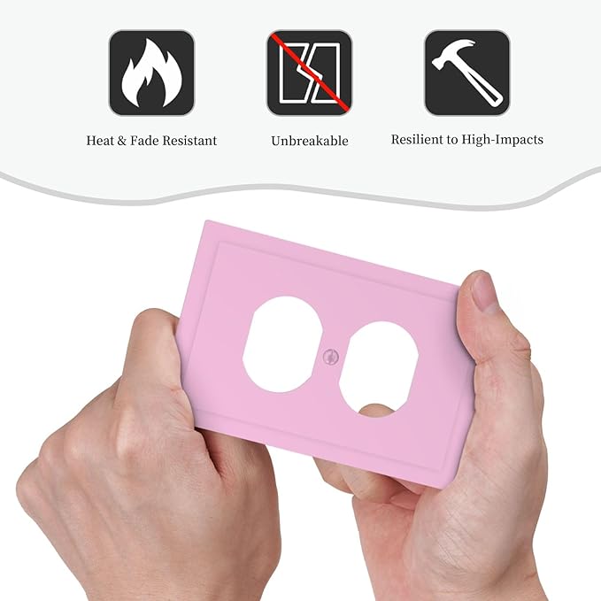 Decorative Light Purple Lavender 1 Gang Duplex Wall Plate Receptacle Outlet Covers, Thick Colored Solid Fashion Girl Woman Purple Dual Device Device Light Switch Faceplate Cover